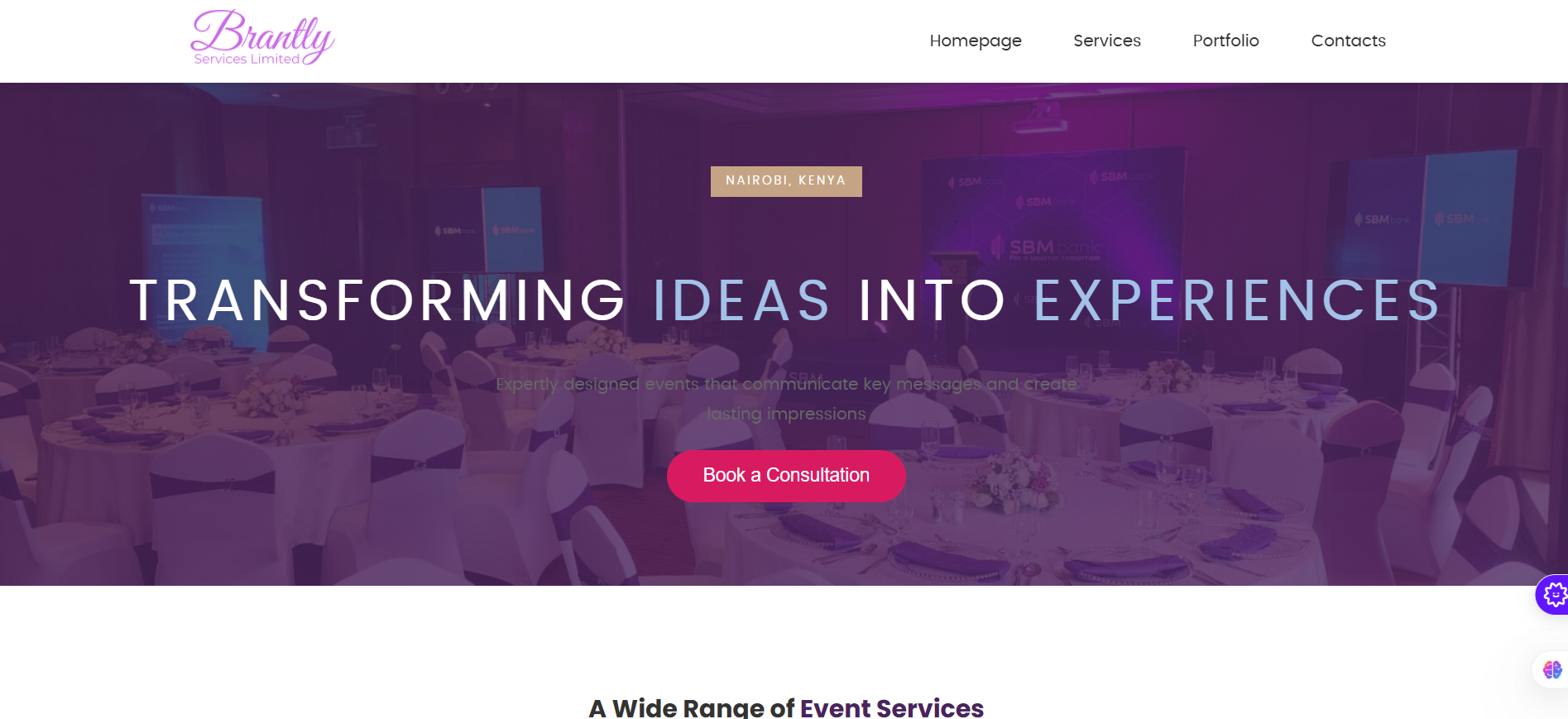 Branlly — event management platform homepage